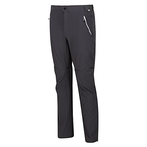 Regatta Mens Mountain Zip-Off Trousers Seal Grey/Black 38S Isoflex Stretch Panels 2 Zip Pockets