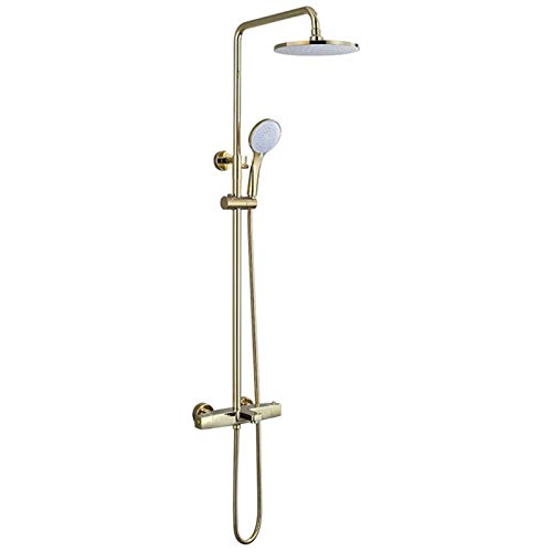 Mitigeur de douche thermostatique mural doré pour un contrôle précis de la température du bain