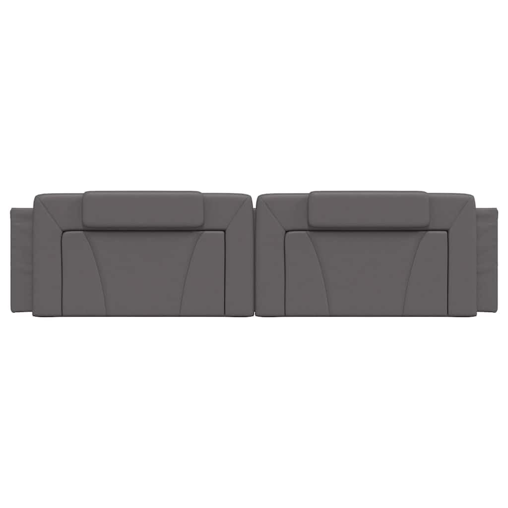 vidaXL Cabecero de Cama Acolchado Viana, Cabezal Tapizado de Cojín Almohada, Cabecera Colgante, Mueble para Dormitorio, Cuero Sintético Gris 200 cm