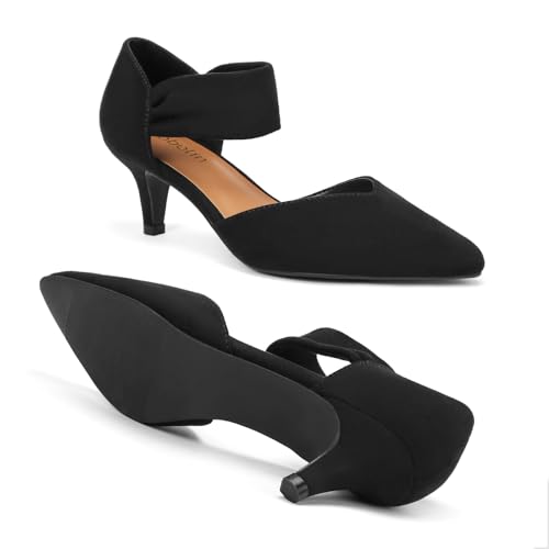 Kitten Heels for Women Closed Pointed Toe Womens Dress Shoes Casual Low Heels Slip on Pumps Bridal Church Wedding4
