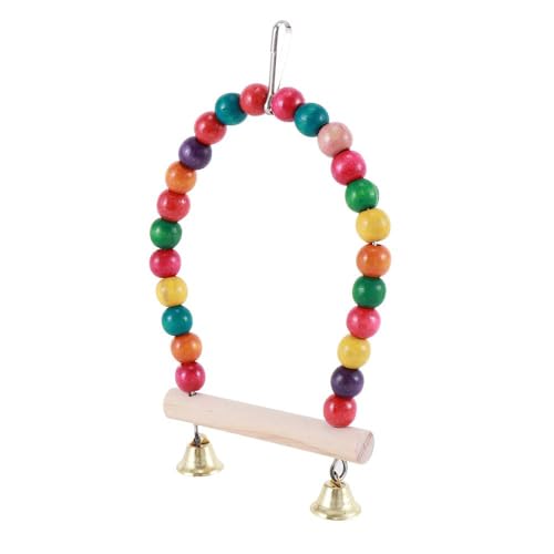 Balanço colorido de contas de pássaro com sinos, balanço de escalada para papagaios, periquito, calo