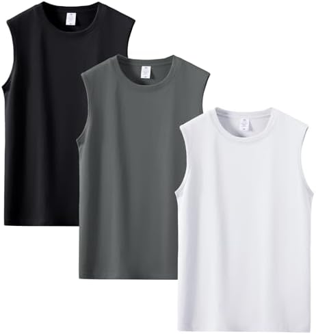 Men's Tank Tops Sleeveless Cut Off Shirt Stretch Cotton Muscle Breathable Heavyweight Oversized Classic Tops