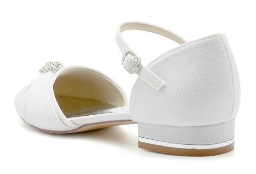 Minishion Womens Girls Formal Flats Glitter Bridal Weding Formal Party Pumps Shoes with Bows BR2423