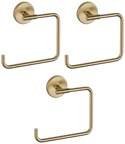 Image of Delta Hand Towel Holder | Square Champagne Bronze Ring for Hanging Towels in Kitchen, Bathroom | Trinsic Accessories (Pack of 3)