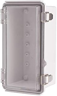 BC-ATP-112110, Plastic Enclosure, ABS Gray Body & PC Clear Cover, P Type for Molded Hinge & Stainless Steel Latch, W4.33 x L8.27 x D3.94