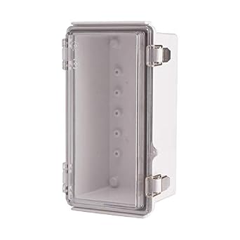 BC-ATP-112110, Plastic Enclosure, ABS Gray Body & PC Clear Cover, P Type for Molded Hinge & Stainless Steel Latch, W4.33 x L8.27 x D3.94" Size, IP67
