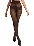 HOTBOSS Unbelievable Durability Tights, Rip Resistant Pantyhose, 40D Semi Sheer High Waist T-Crotch Strong Tights for Women, Cocoa-L