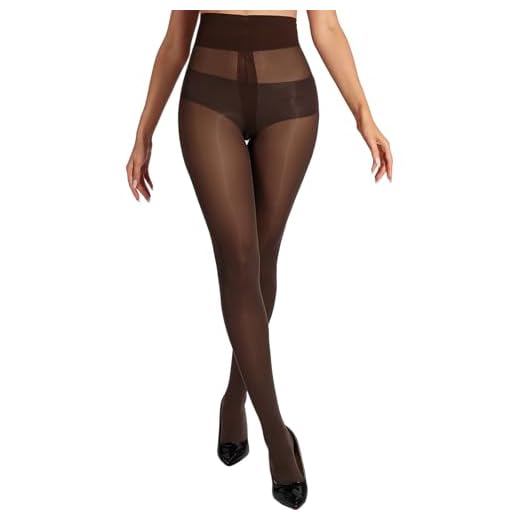 HOTBOSS Unbelievable Durability Tights, Rip Resistant Pantyhose, 40D Semi Sheer High Waist T-Crotch Strong Tights for Women, Cocoa-S