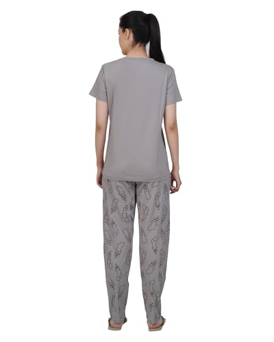 Image of Women's Premium Cotton Print Night Suits - Comfortable & Stylish Pajama Set with Pockets