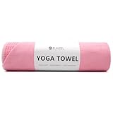 Eunzel Hot Yoga Towel - Microfiber Non Slip Yoga Mat Towel with Grip Dot Sweat Absorbent Towel for Hot Yoga, Pilates and Fitness 72' x 24', Pink/White