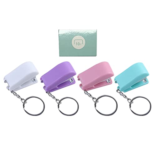 DOITOOL Mini Book Stapler Key Ring Portable 5pcs Set Colored Stapling Tools and Staples for Office and Travel