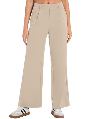 Image of Oyamiki Women's Business Casual High Waisted Dress Pants with Pockets Wide Leg Work Pants Trousers Fashion Fall Outfits