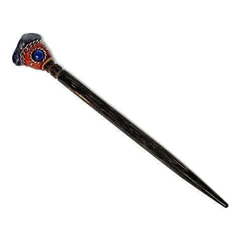 Natural Tumbled Healing Gemstone Crystal Chonta Wooden Hair Stick Long Pin for Buns Womens Fashion Handmade Gifts Boho Reiki Accessories (Blue Sodalite) Cover