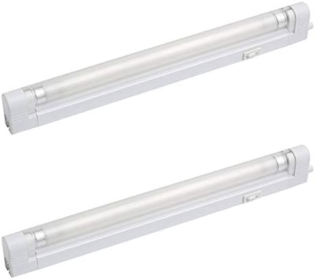 Britalia 2 Pack | White 13W T5 Ultraslim Fluorescent Under Cabinet Switched Striplight Fitting with Diffuser | 2 Metre Mains Cable & Fixing Kit Included | 572mm Length