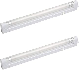 Britalia 2 Pack | White 13W T5 Ultraslim Fluorescent Under Cabinet Switched Striplight Fitting with Diffuser | 2 Metre Mains Cable & Fixing Kit Included | 572mm Length
