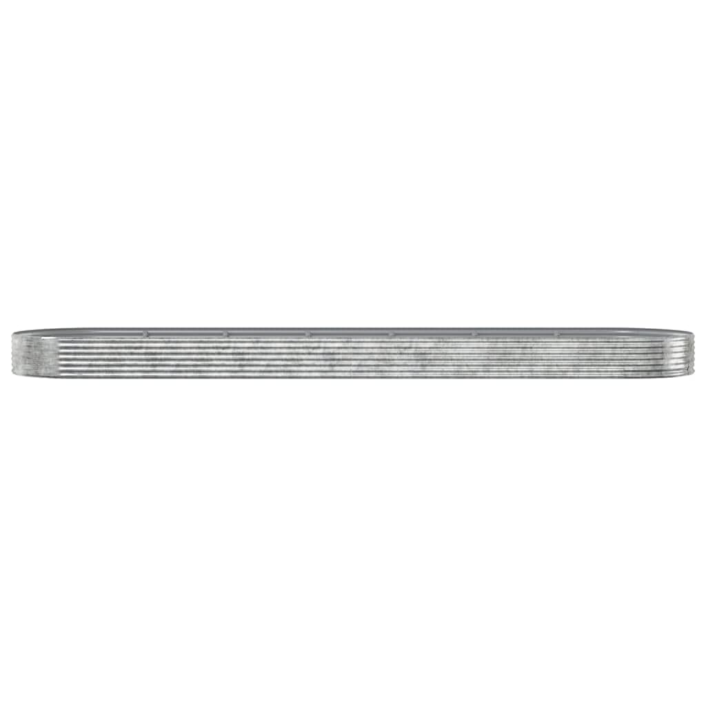 Hochbeet 600x140x36 cm Silber aus verzinktem Stahl Mit ovalem Pflanzgefäß Modernes Design Robust und Rostfrei für Garten Balkon Terrasse