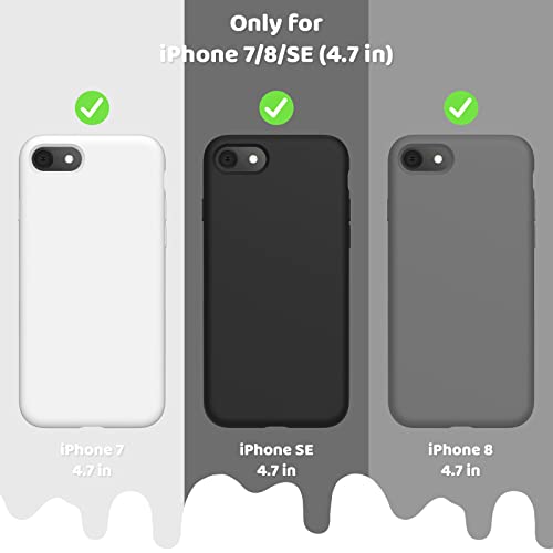 Ouxul Liquid Silicone Case For Iphone Se 2022/2020, 7/8 (4.7") - Slim Full Body Protection With Soft Microfiber Lining (Black) #TOP5