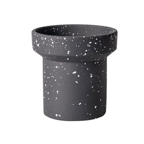 fengqingyunyan0304 Vaso di fiori, Vaso cilindrico con punto di spruzzatura, fioriera da tavolo in cemento foro drenaggio(Black,S)
