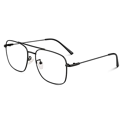 Image of GQUEEN Fake Glasses Women Men Clear Lens Metal Frame UV400 Protection Fashion Retro Pilot Style Eyeglasses