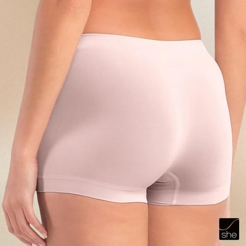 Kit 04 Calcinhas Boyshort Sem Costura Microfibra Feminina Adulto She | 1 Preto - 1 Branco - 1 Rosa -