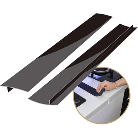 Silicone Kitchen Stove Counter Gap Covers, Anti-Slip Non-Tacky Filler Seals Spills Between Counter, Stovetop, Oven, Washer, Set of 2 (21 Inches, Black) by Gosmol Cover