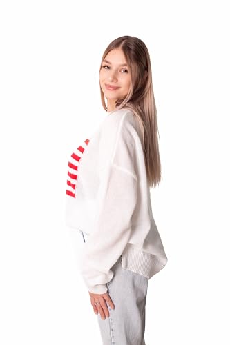 Madore White Soft Oversized American Flag Sweater Women 4th of July 2024 USA Outfits Plus Fourth4