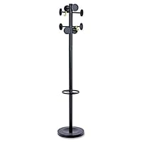 Alba Stan3 Steel Coat Rack, Stand Alone Rack, Eight Knobs, 15w X 15d X 69.3h, Black