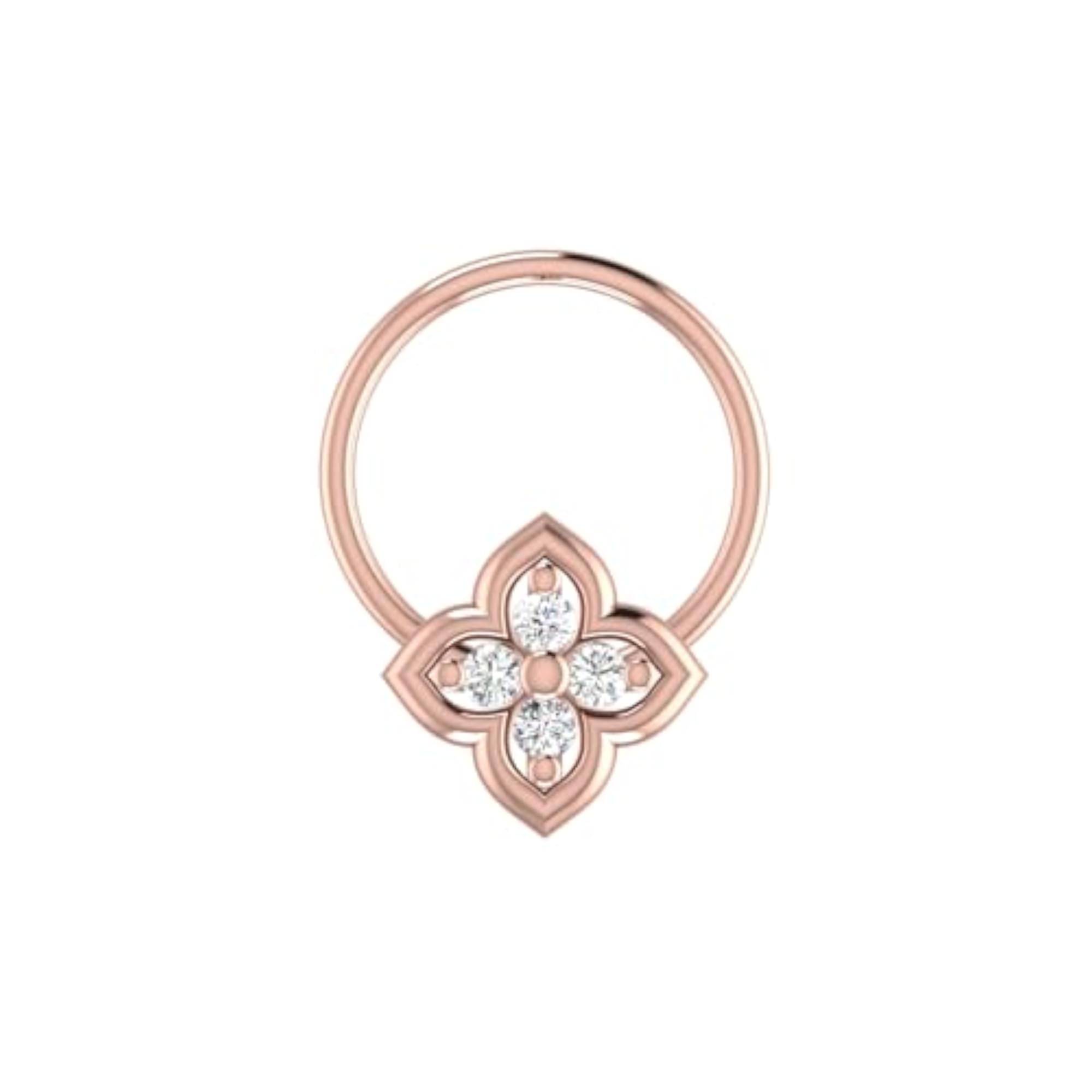 Women's 14Kt Rose Gold Stud Nosering, Elegant