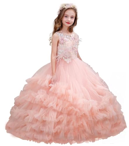 ABAO SISTER Sparkling Flower Girls Princess Pageant Dreses Party Prom Puffy Ball Gowns Formal Dresses