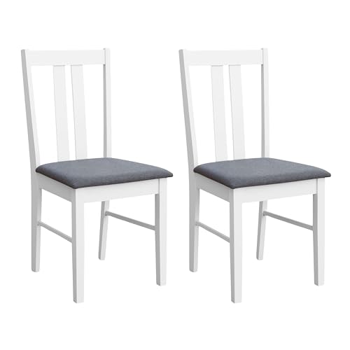 Miroytengo Set 2 Sillas de Cocina Comedor Classic, Conjunto 2 Sillas Cocina Fabricadas en Melamina tapizadas Asiento Gris Color Blanco