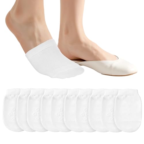 5 Pairs Women's Toe Socks for Mules Toe Toppers Cover No Show Liner Half Socks Invisible Footies Sock Seamless Grip Non Slip Invisibility Toes Cover Cotton Half Seamless Toes Sock Mules Low Cut