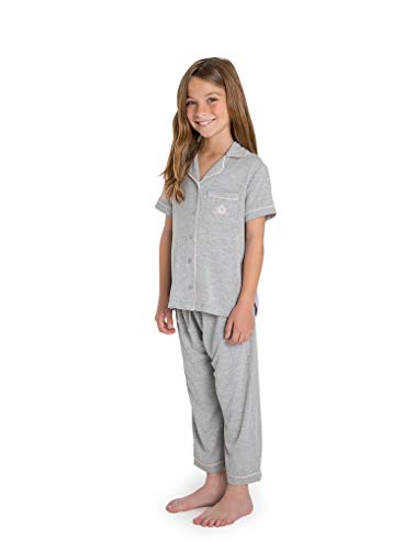 Barefoot Dreams Malibu Collection Disney Princess Youth Piped PJ Set, Gray2