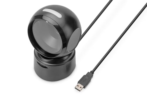 DIGITUS DA-81005 ? 2D Barcodescanner ? Omnidirektionaler Desktopscanner ? 200 Scan/s ? 10 cm Scanweite ? 1,4 m USB-Kabel ? Strichcodes & QR-Codes ? Schwarz