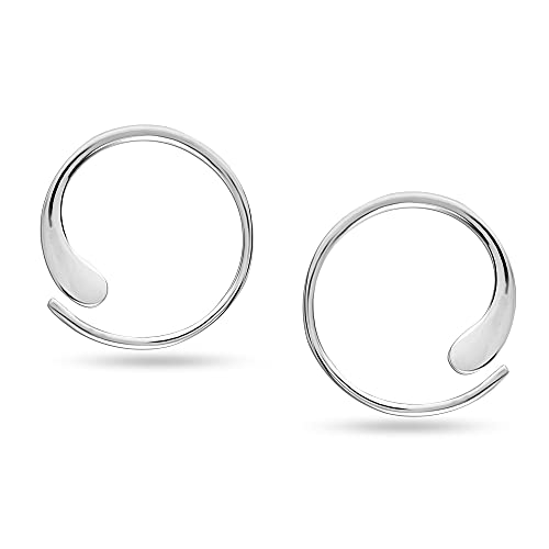 LeCalla 925 Sterling Silver Threader Earrings for Women | Handmade Wire Boho Hoops & Drop Earrings in Spiral, Heart, Bar Designs | Lightweight Pull Through Earring Jewelry Gift for Birthday, Anniversary3