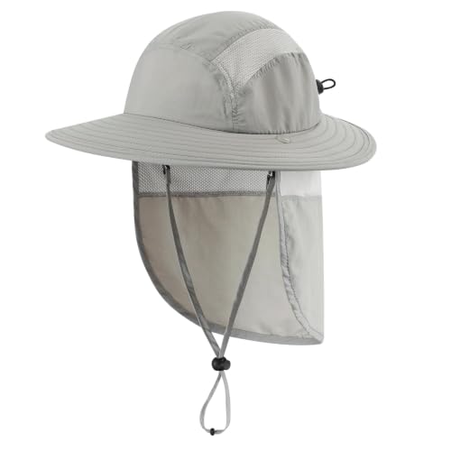 Image of Home Prefer UPF 50+ Boys Sun Hat with Neck Flap Wide Brim Summer Beach Bucket Hat for Boys Girls Toddler Kids Safari Hat