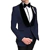 Herenpak Casual Rugular Slim Fit 3 stuks Prom Tuxedos Shawl Rapel Huwelijksmensen (Blazer+Vest+broek) (Kleur : Marine, Maat : 60)