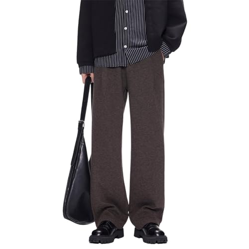Men's Pants Wool Straight Loose Casual Fit Dress Trouser for Man
