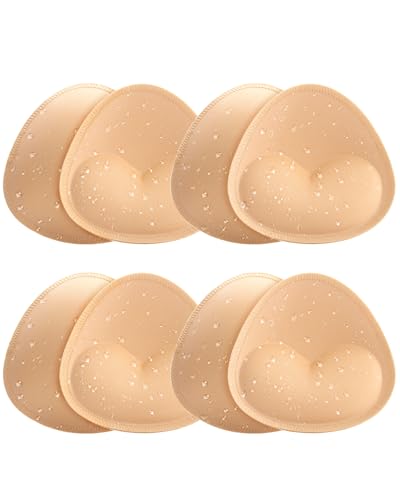 Waterproof Bathing Suit Cups Inserts - 4 Pairs Swimsuit Pads Heart Push up Insert for Women, Bikini Padding Insert