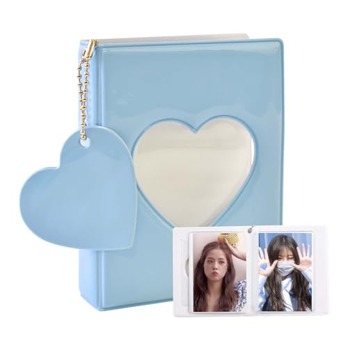 Kpop Album Foto Può Conservare 32 Foglie, Cuore Blu Libro Fotografico con Ciondolo Cuore Blu, Mini Tendenza Della Moda Album Foto Adatto per Memorizzare Foto Idoli, Carte, Adesivi
