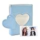 Jiayaus Mini Fotoalbum Kann 32 Blätter Speichern, Blau Herz Kpop Photocard Binder mit Herz Anhänger, Fotoalbum Geeignet für Die Aufbewahrung von Idolen, Karten, Aufkleber