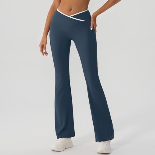 Leggings décontractés évasés bleus en taille S pour femme