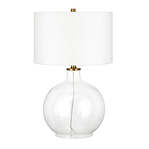 Laelia 24.75 Tall Table Lamp with Fabric Shade in Clear Glass/Brass/White