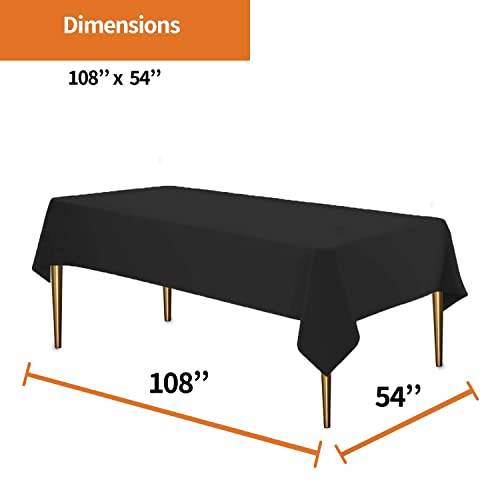 Image of Party Dimensions Black Disposable Plastic Tablecloth for Rectangle Tables (48 Pack) Premium Decorative Table Cloths for Parties, Events & Weddings, Indoors & Outdoors, 54 x 108 inches