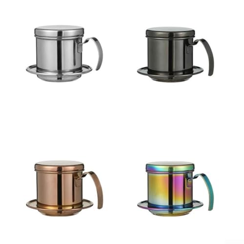Filtro de café vietnamita Moka Dripper de acero inoxidable con diseño de extracción superior para un gran sabor (plateado)