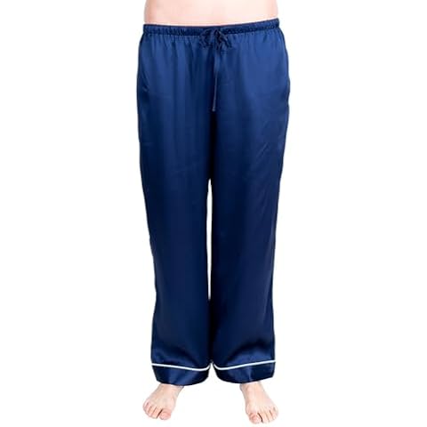 OSCAR ROSSA Women's Luxury Silk Sleepwear 100% Mulberry Silk Pajamas Pants, Solid Midnight Blue, M Cover