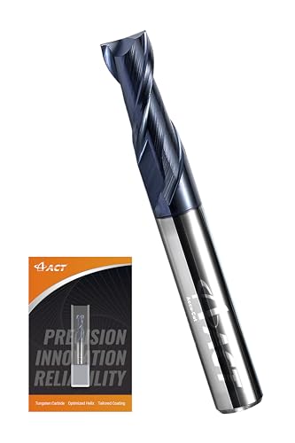 ACCUCUT I2KES 2 Flute 3/8” Carbide Square End Mill - Milling Bit Set for Aluminum, Steel, Copper, Plastic & Alloys - 35 Degree Helix, AlTiN Coating CNC Router Bit