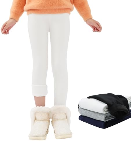 Domueay meisjeslegging thermo wijde broek gevoerd flared yogabroek hoge taille wijde elastische sportlegging kinderen wijde broek dansen hardlopen sportbroek voor 11-12 jaar, zwart