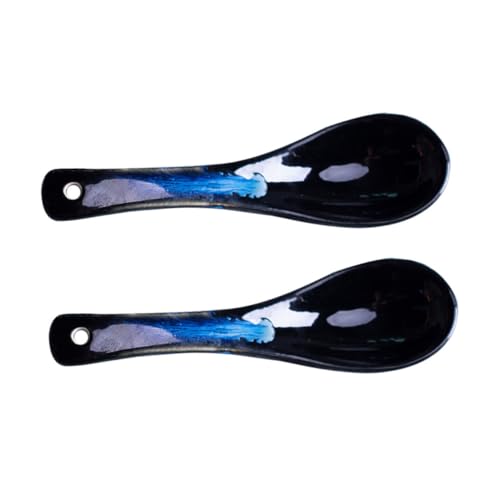 LEDMOMO 2個 陶磁器製コンパクト軽量スープスプーン コーヒーティー混ぜ用デザート兼用 食事用調理器具 快適手感設計 多用途簡単洗浄