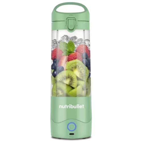 nutribullet Portable NBP003LG, Batidora Portátil con Capacidad de 475ml, Cuchilla de 4 Puntas, Vaso de Tritán, Autonomía de 15 Ciclos, Incluye Tapa Abatible, Carga USB-C, Verde Claro