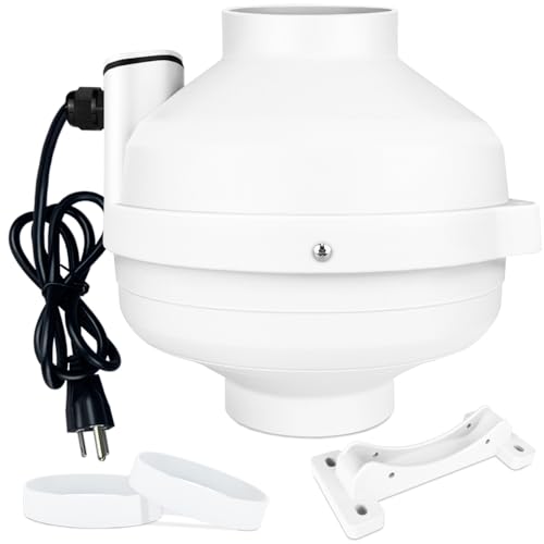 MIDCVFRUN 4 inch Radon Fan 2 speed 260/188CFM Radon Mitigation System Quickly Mitigate Radon Quiet and Energy Efficient IP67 Waterproof Indoor Outdoor Installation